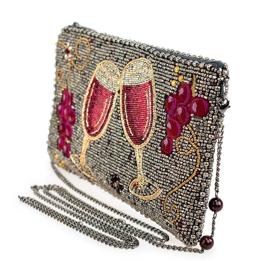 Wine Tasting Beaded Wine Glasses Crossbody Phone Bag