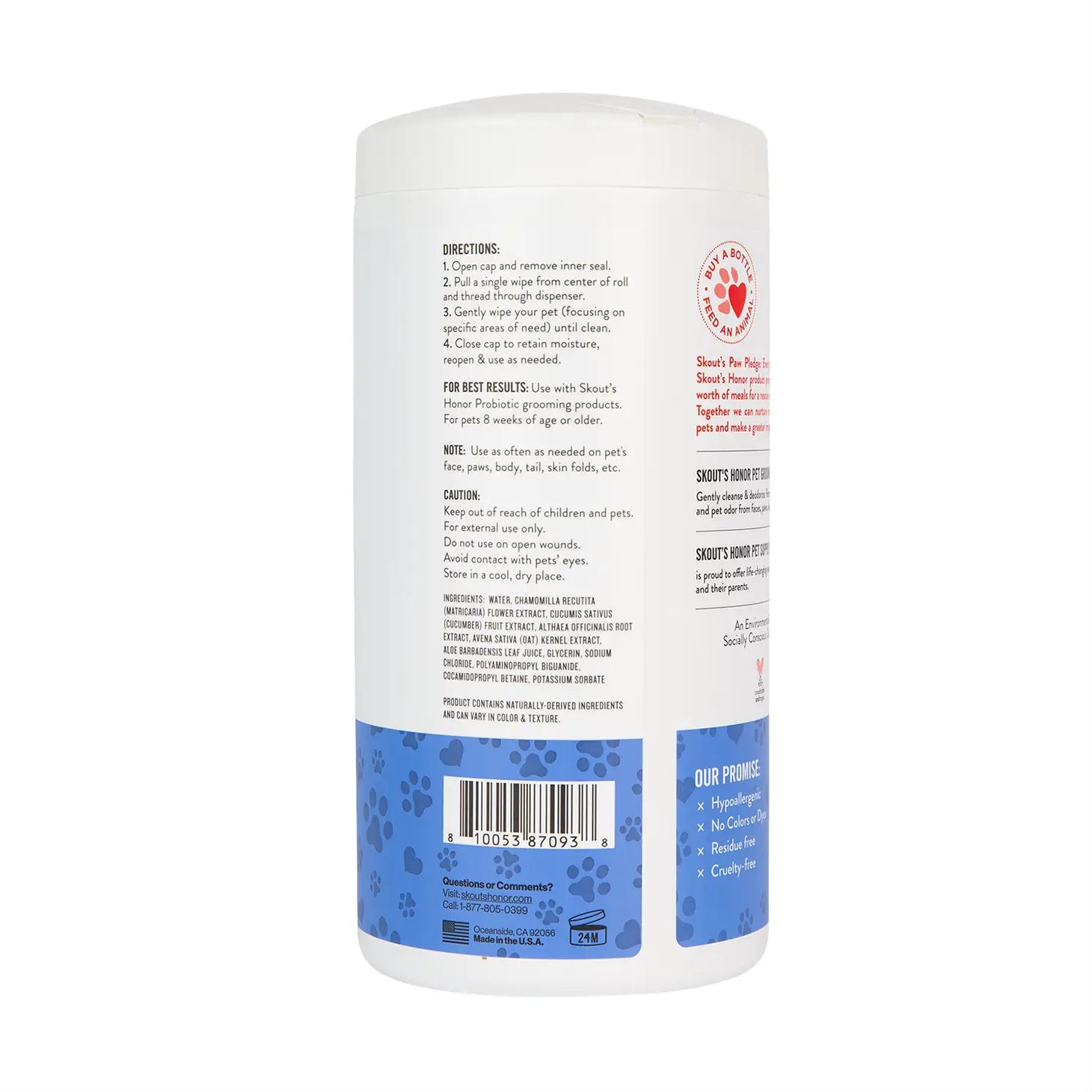 Skout's Honor Pet Grooming Wipes for Dogs & Cats