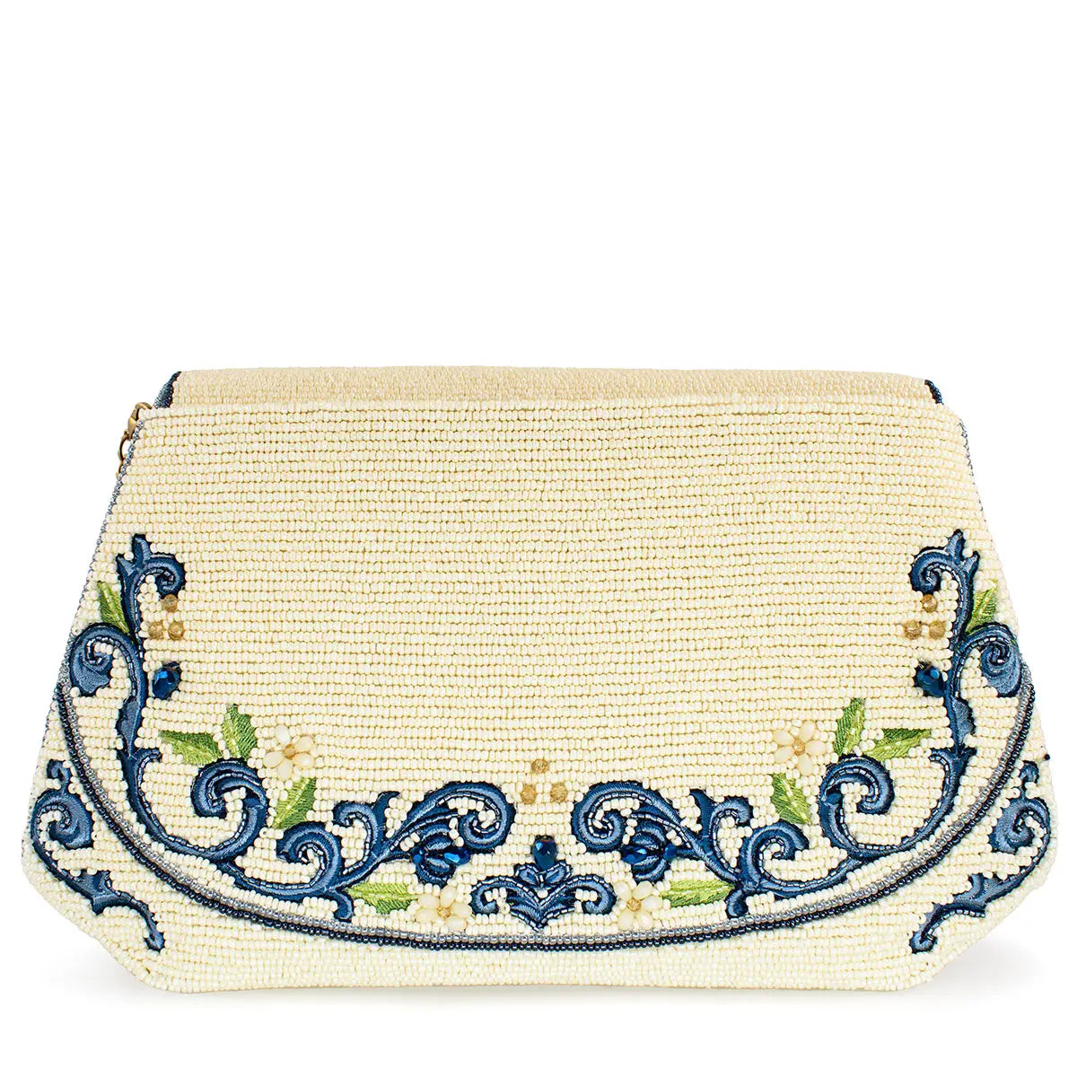 Capri Lemons Yellow and Blue Beaded Crossbody Handbag