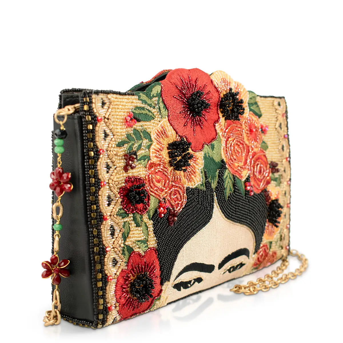 Frida Kahlo with Flower Headpiece Crossbody Handbag