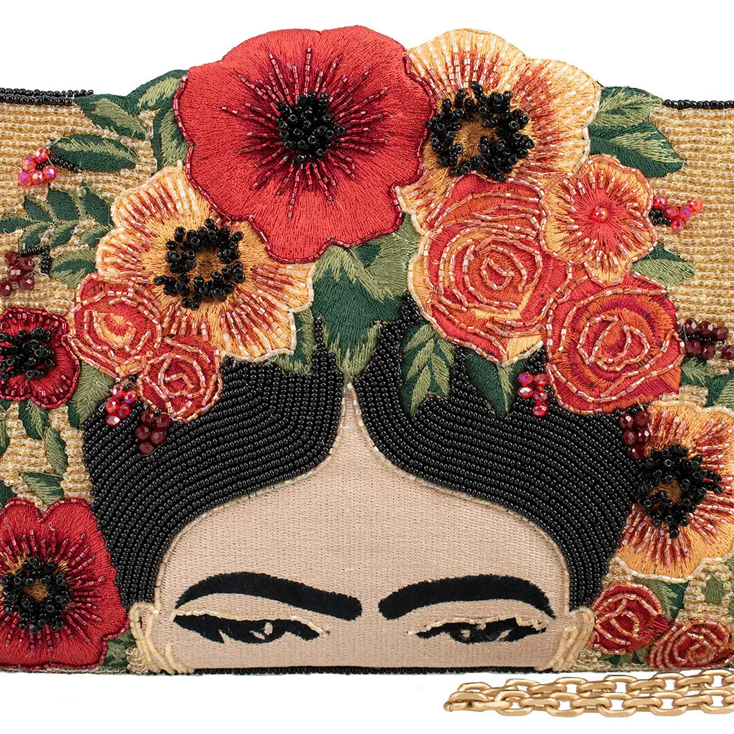 Frida Kahlo with Flower Headpiece Crossbody Handbag