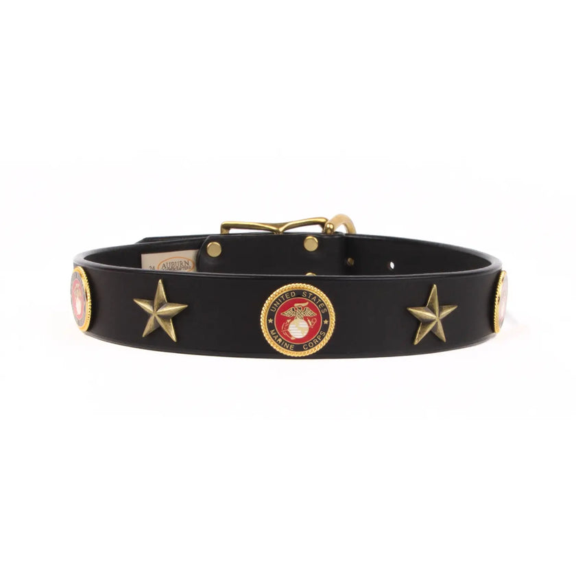 Service Emblem Leather Collars by Auburn Leathercrafters