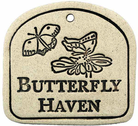 Amaranth Stoneware Garden Plaque with Hanger, Garden Art