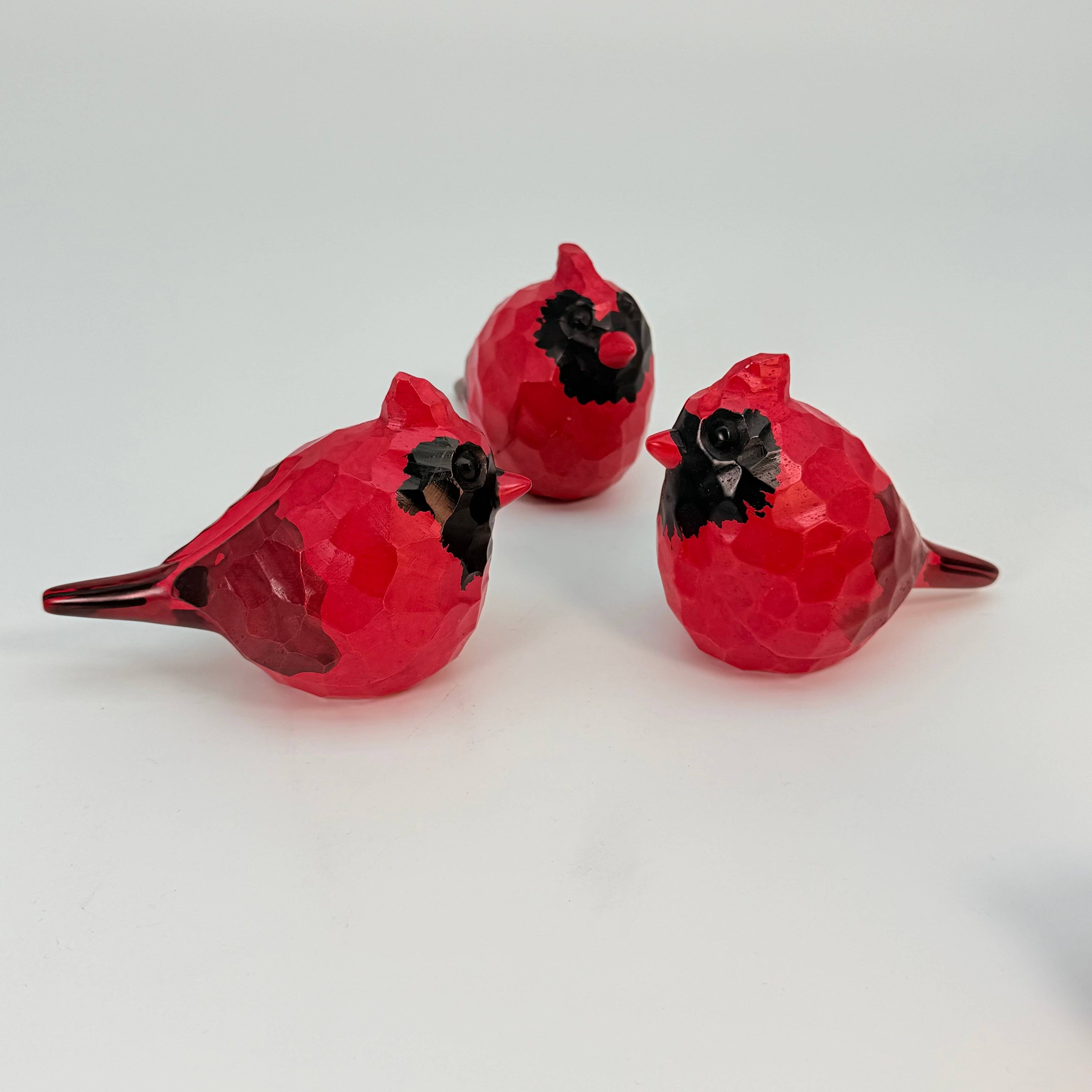 Soapstone Bird, Red Cardinal, Male, Rough carved, 5