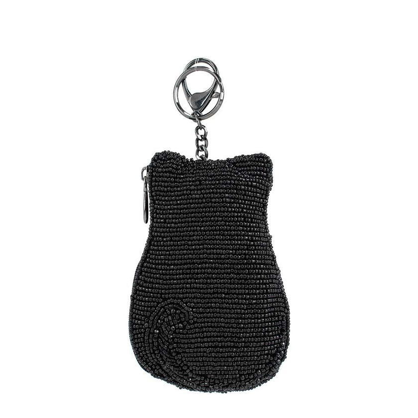 Pounce Beaded Cat Coin Purse Key Fob