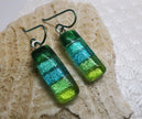 Niobium Green Ombre dangle dichroic glass Earrings #412