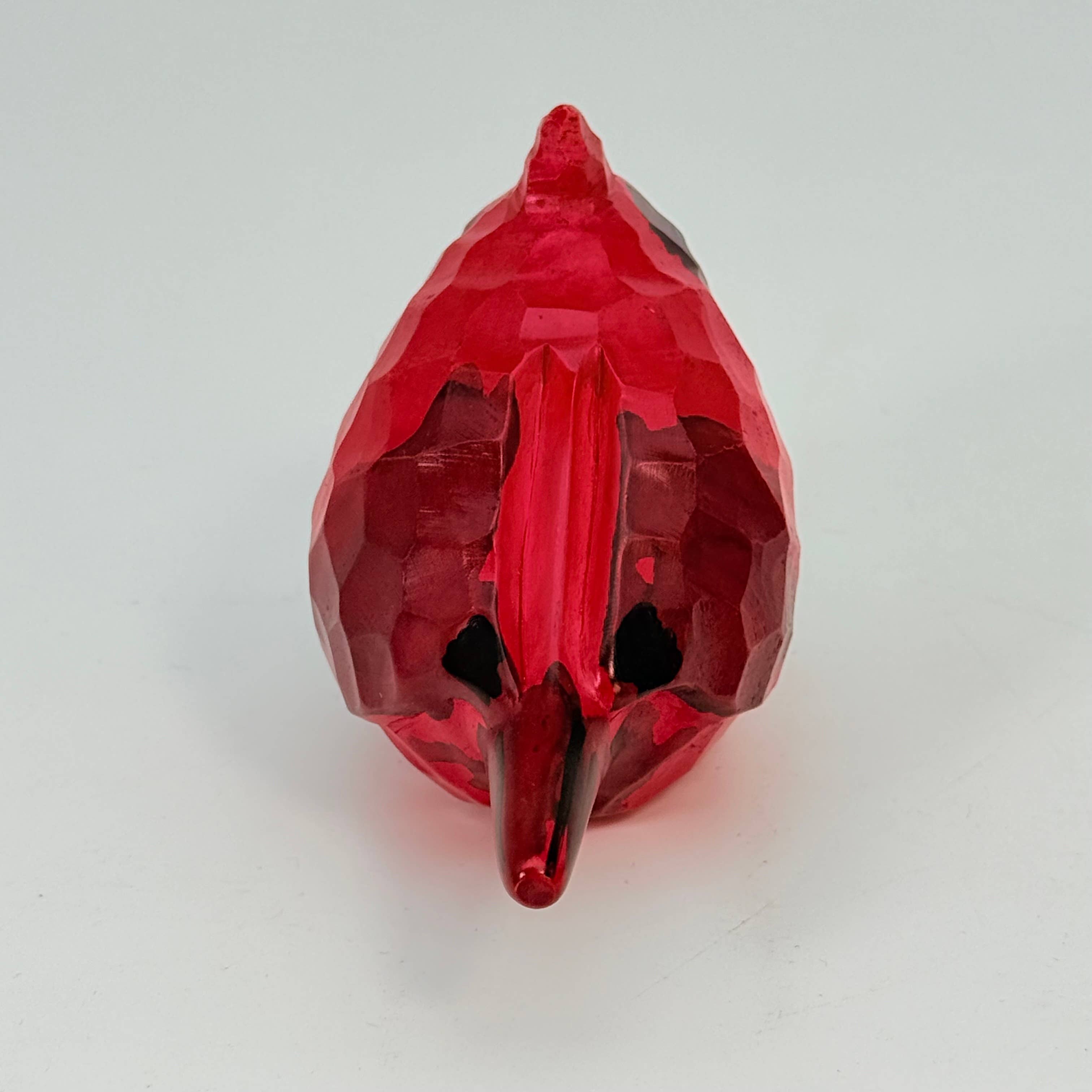 Soapstone Bird, Red Cardinal, Male, Rough carved, 5