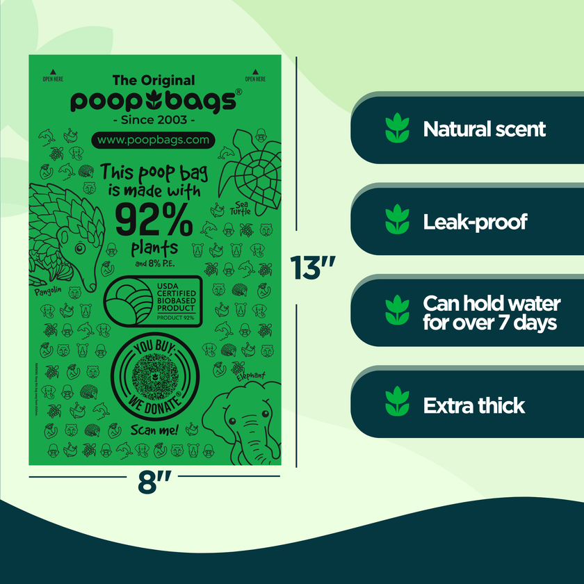The Original Poop Bags® 92% Plants 200 Dog Waste Poop Bags
