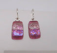 Bright Pink dichroic glass sterling silver earrings #416