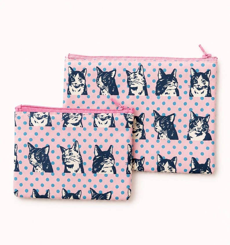 Pink Cat Pouches, Make Up Bag, Coin Purse, Pencil Case, Cosmetic Bag, Cat Zipper Pouch