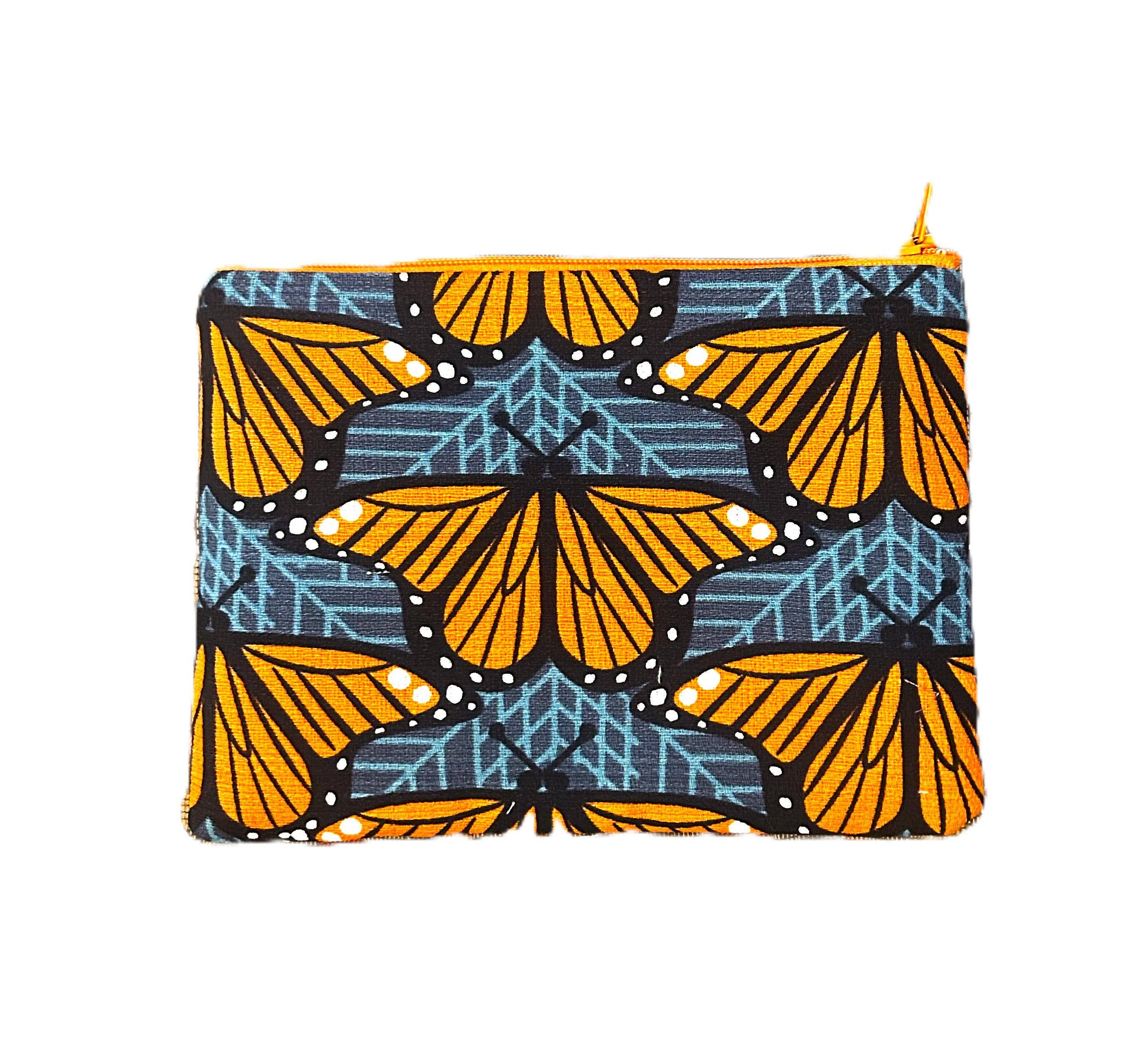 Butterfly Fabric Make Up and Pencil Zipper Pouch