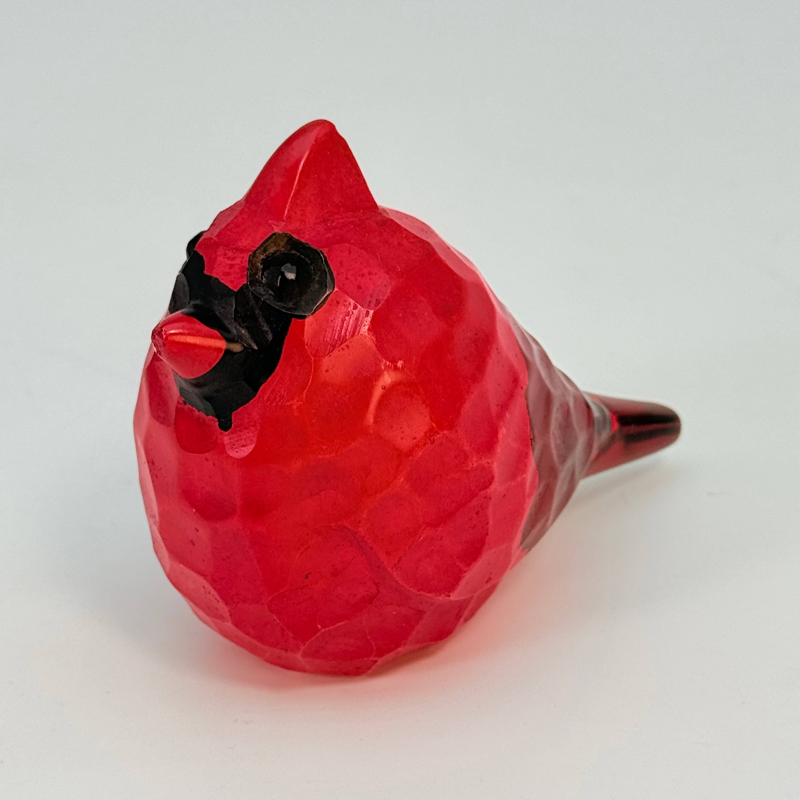 Soapstone Bird, Red Cardinal, Male, Rough carved, 5