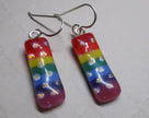 Rainbow Pride Gold Dot sterling dichroic glass earrings #451