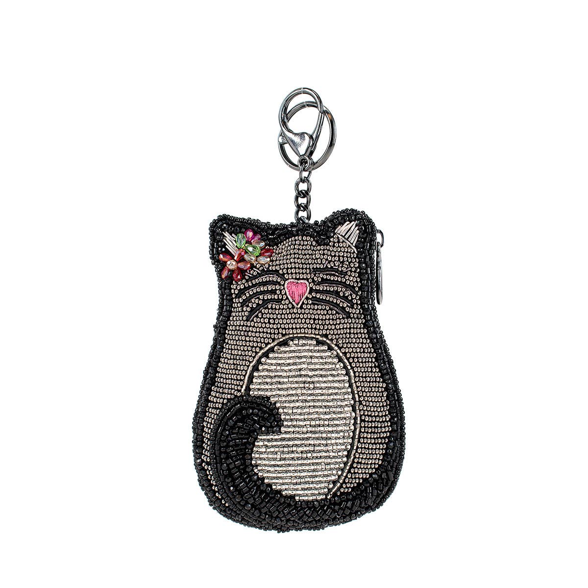 Pounce Beaded Cat Coin Purse Key Fob