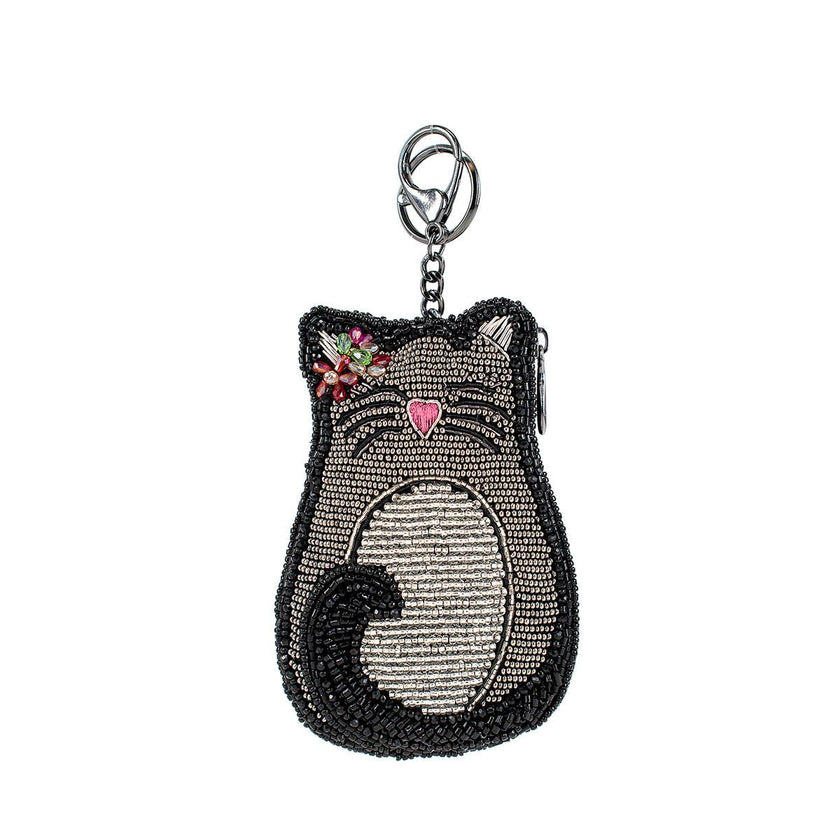 Pounce Beaded Cat Coin Purse Key Fob