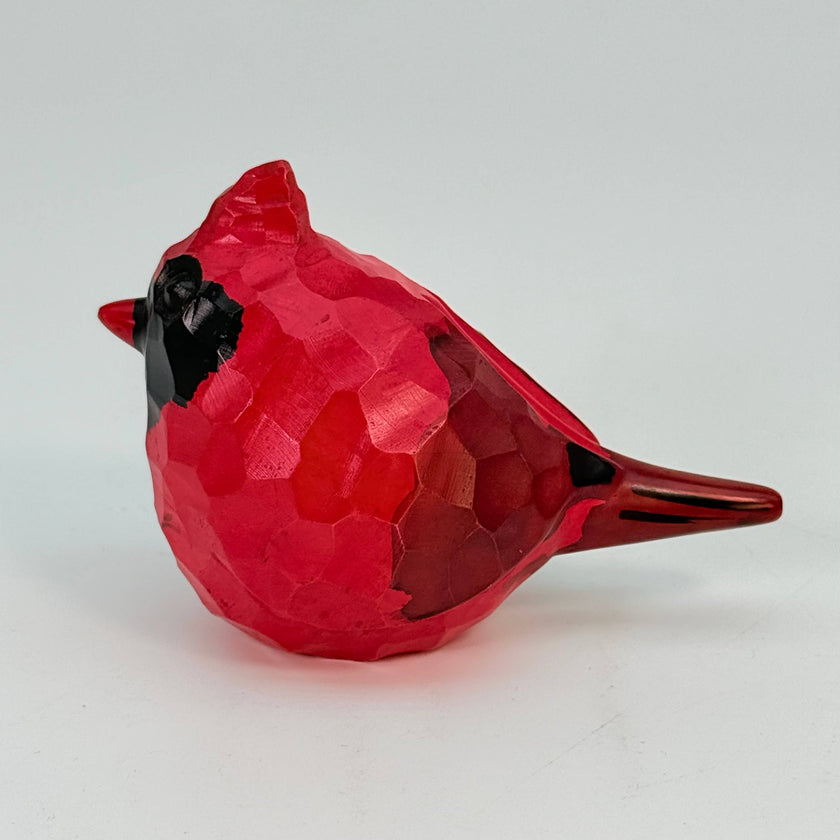 Soapstone Bird, Red Cardinal, Male, Rough carved, 5
