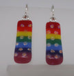 Rainbow Pride Gold Dot sterling dichroic glass earrings #451