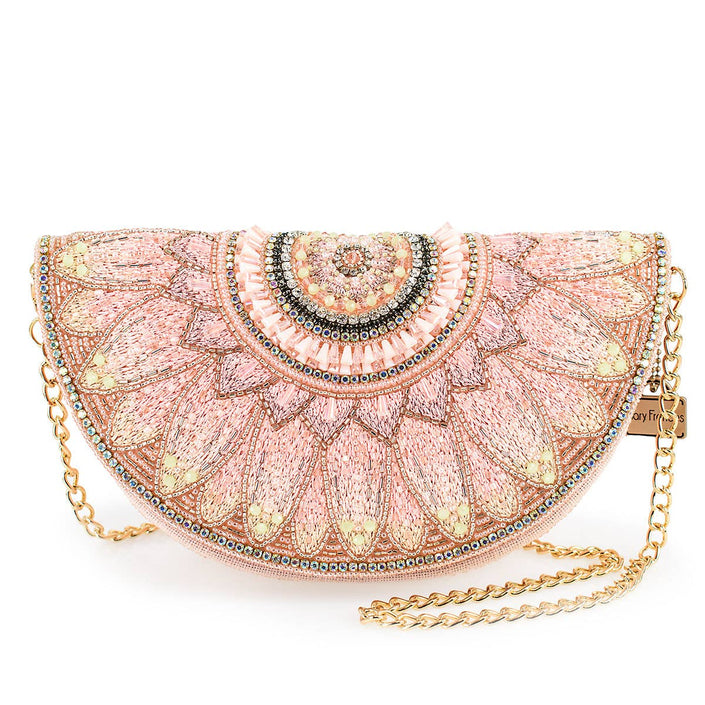 Pink Petals Large Flower Beaded Crossbody Handbag