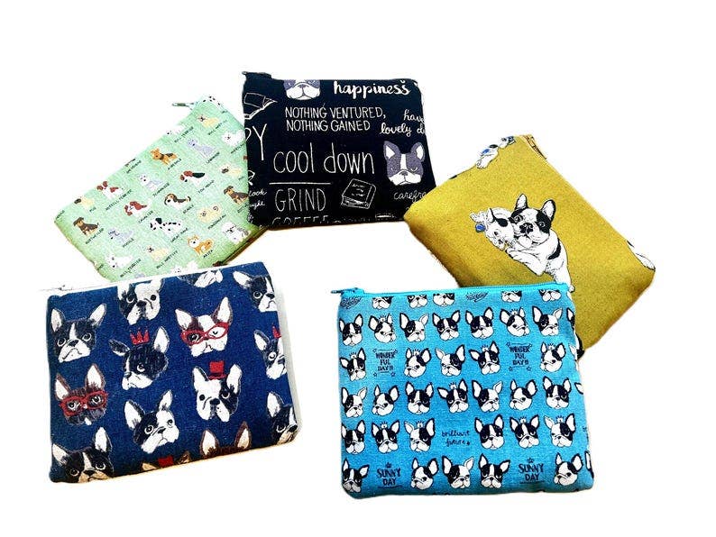 Dog Print Zipper Pouch: Coin Purse, Makeup Bag, Gift for Dog Lovers