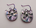Plum Dichroic Glass Hypo-allergenic Niobium  Dangle Earrings
