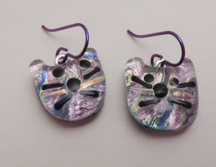 Plum Dichroic Glass Hypo-allergenic Niobium  Dangle Earrings