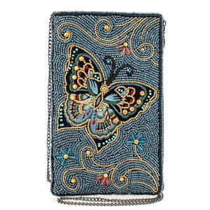 Mariposa Beaded Butterfly with Blue Crossbody Phone Bag