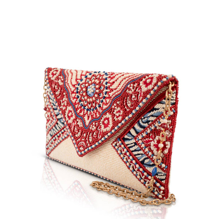 Tied & True Red and Blue Beaded Bandana Inspired Crossbody