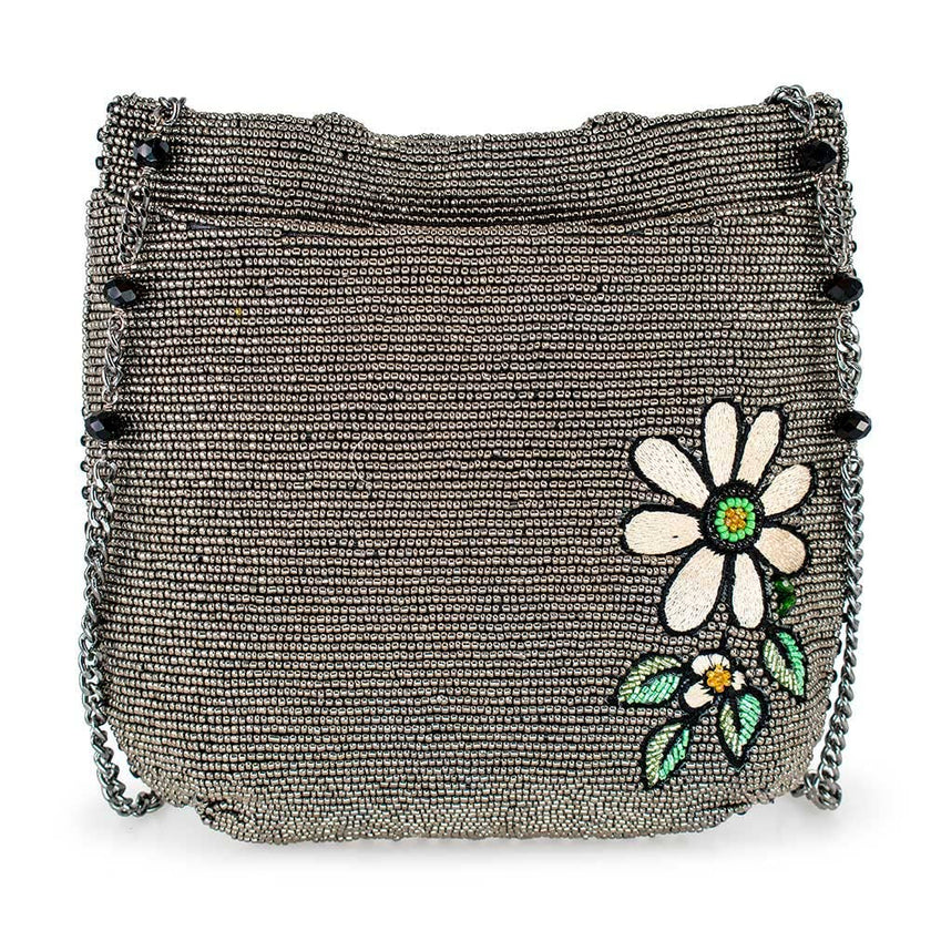 Pardon My Frenchie Beaded Embroidered Dog Crossbody Handbag
