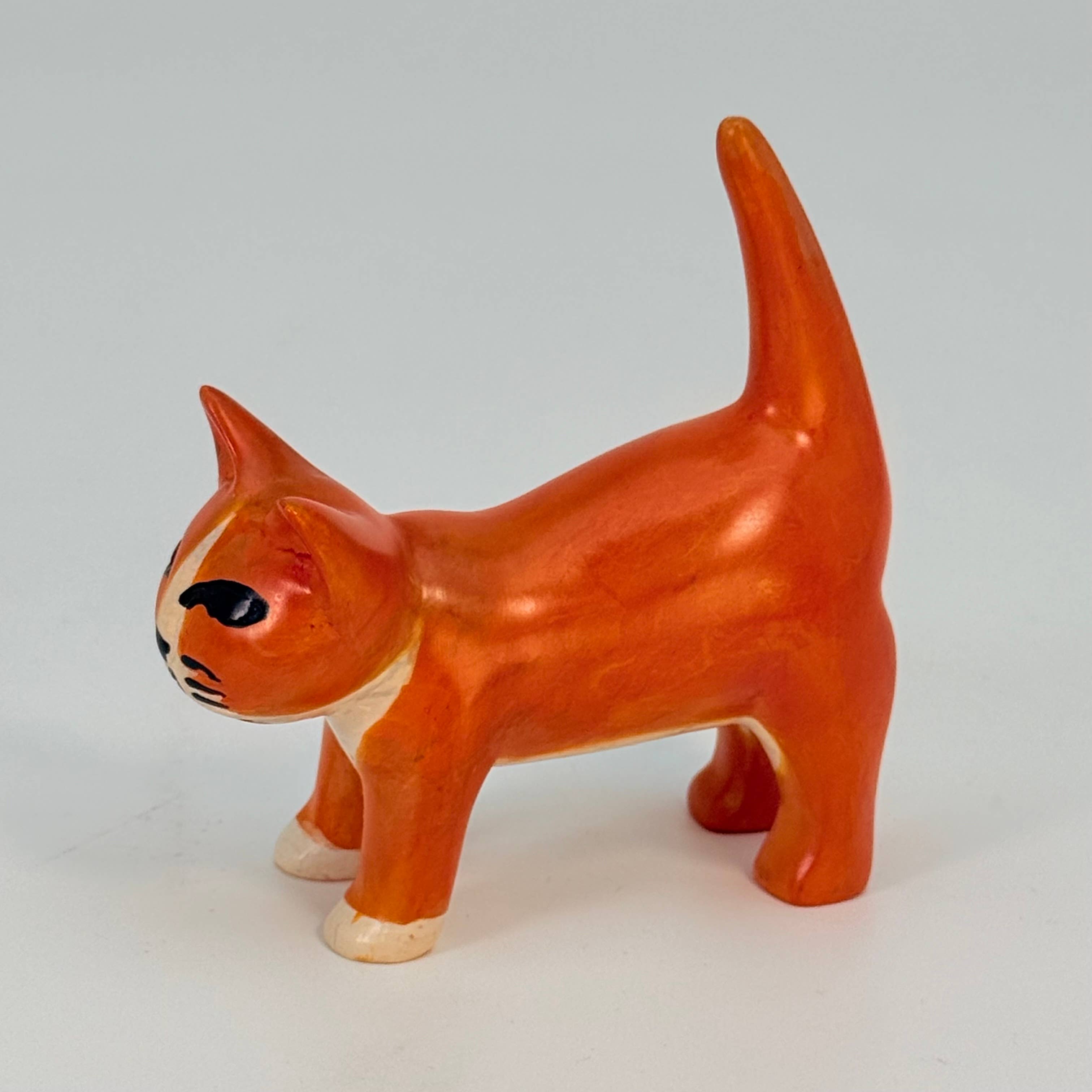 Soapstone Cat, Orange, Detailed, 4