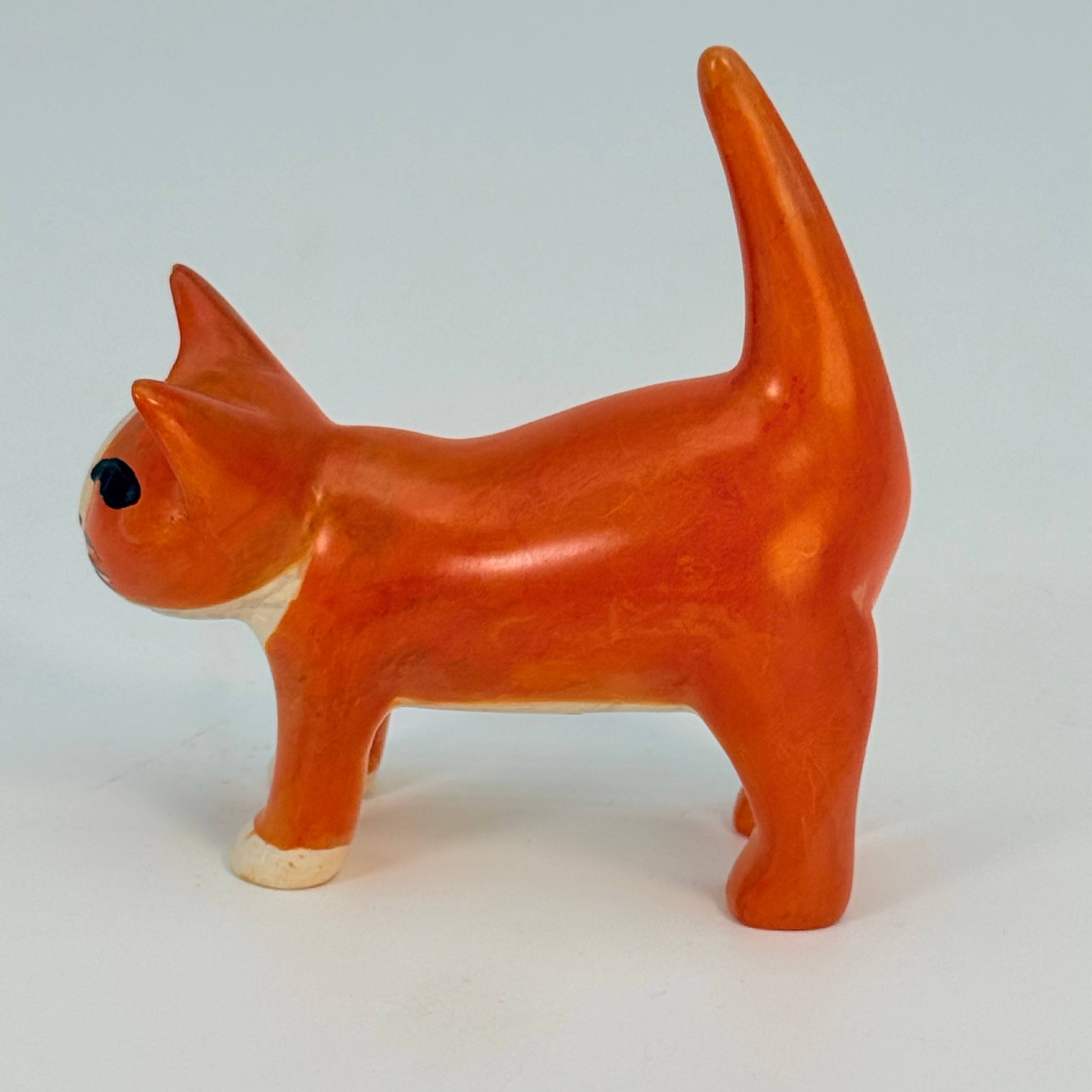 Soapstone Cat, Orange, Detailed, 4