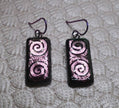 Niobium Purple spiral fused dichroic glass earrings  #448