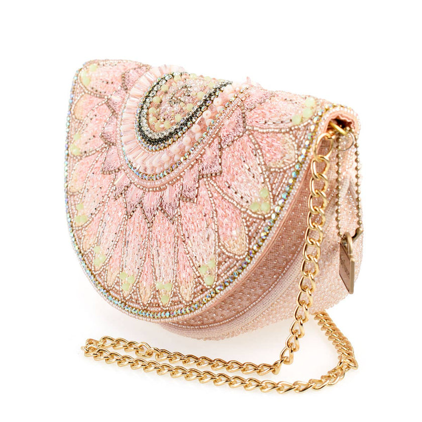 Pink Petals Large Flower Beaded Crossbody Handbag