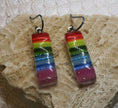 Rainbow Pride Stringer Niobium dichroic glass earrings #445
