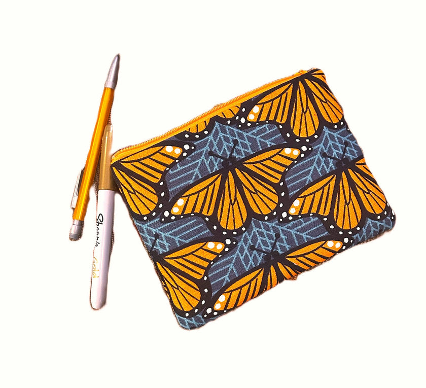 Butterfly Fabric Make Up and Pencil Zipper Pouch