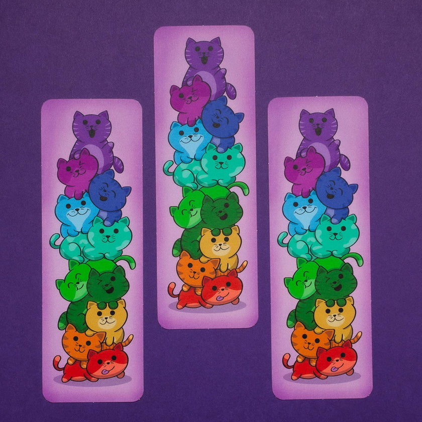 Cat Stack Rainbow Bookmark | Cat Lover Bookstore Gift