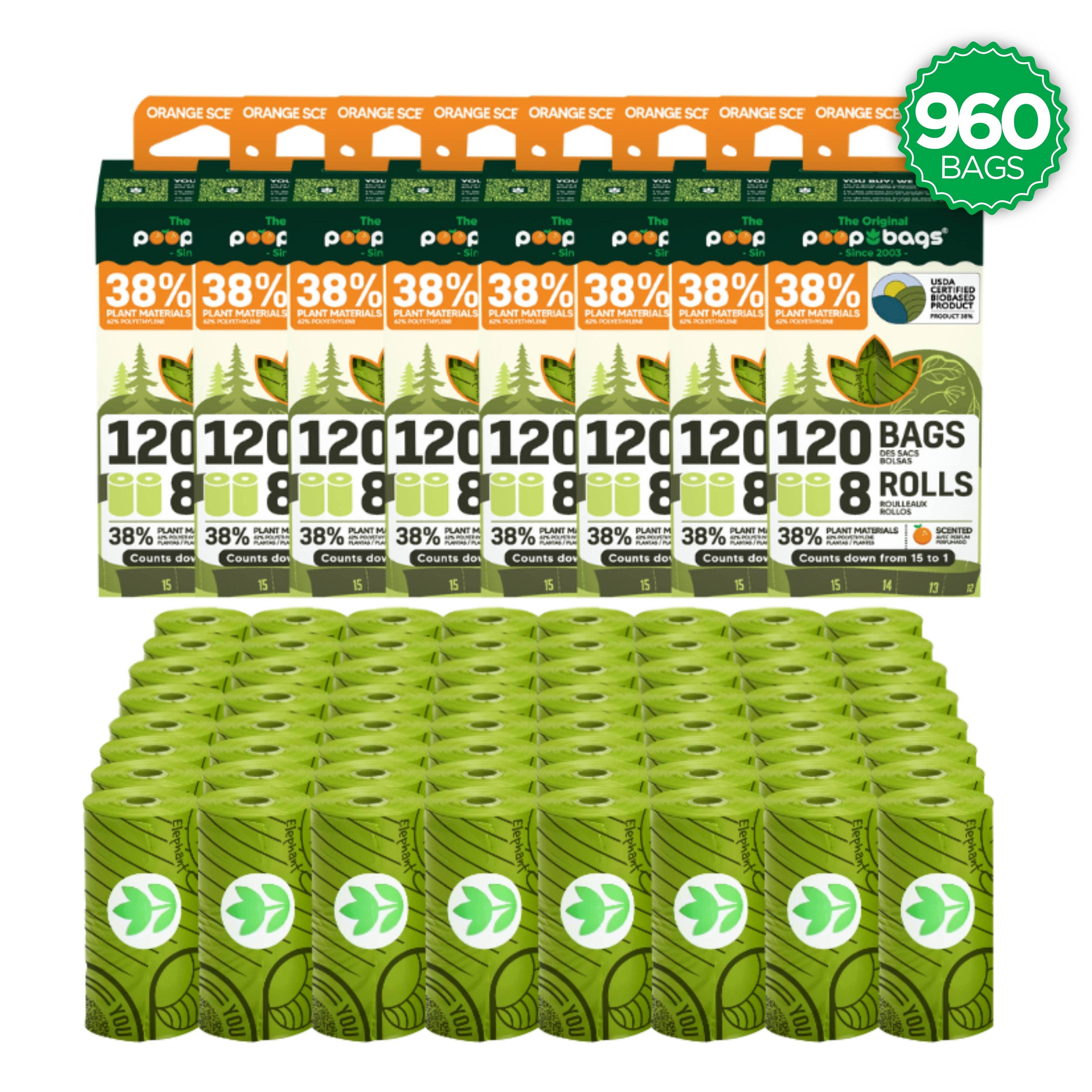 The Original Poop Bags® Orange Scented USDA Biobased Rolls