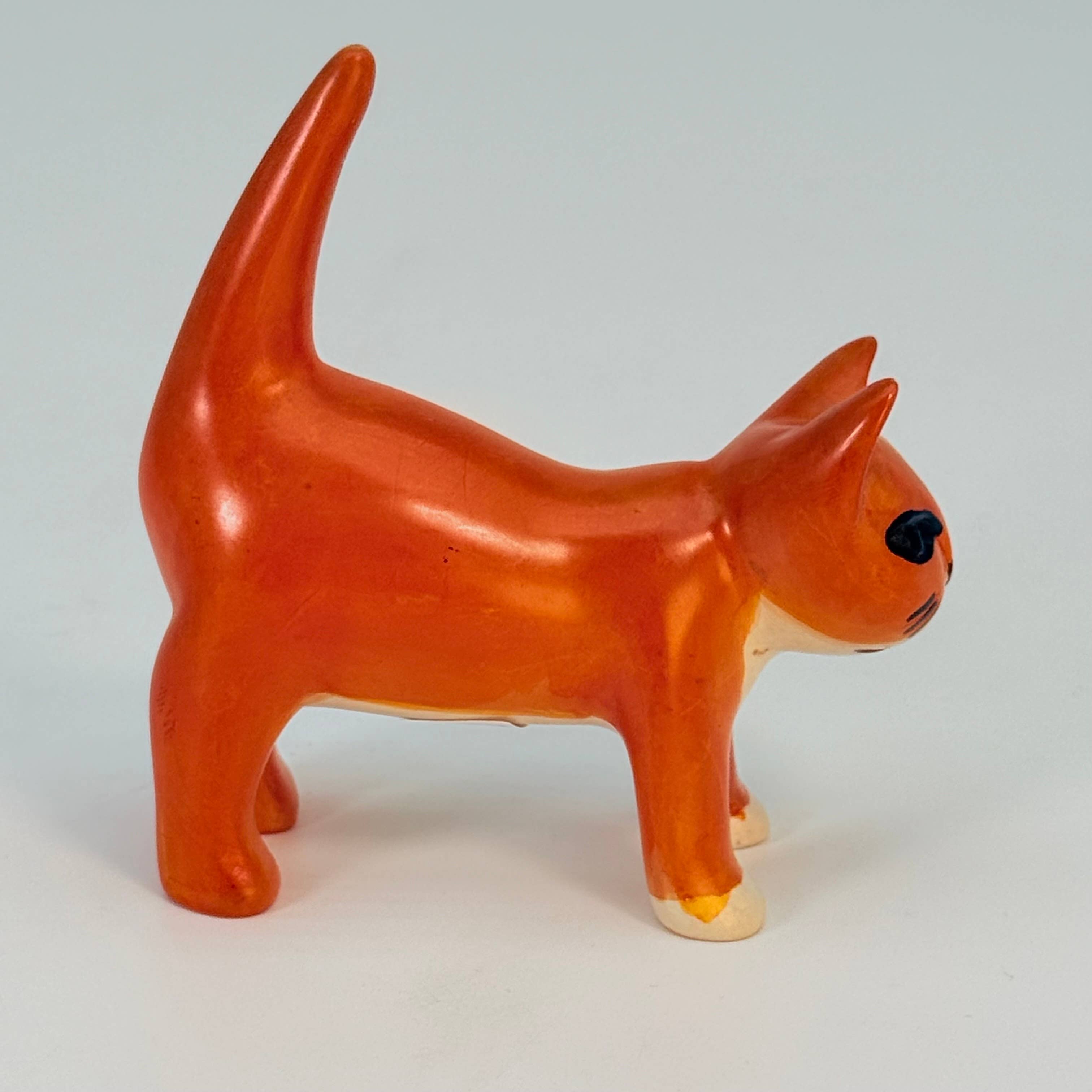 Soapstone Cat, Orange, Detailed, 4