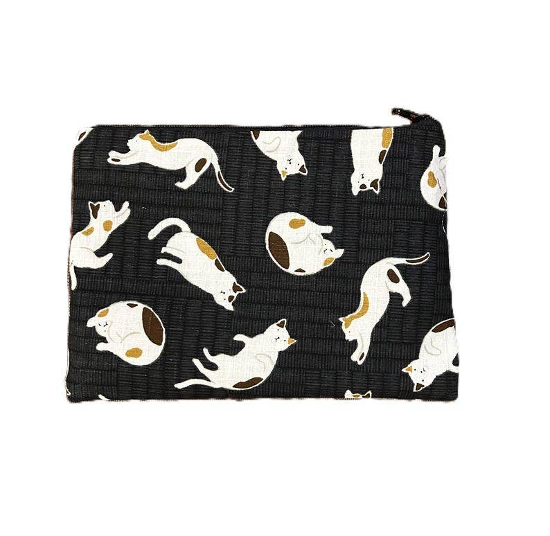 Black or Red Cat Zipper Pouch - Pencil Case, Make Up Bag, Cosmetic case