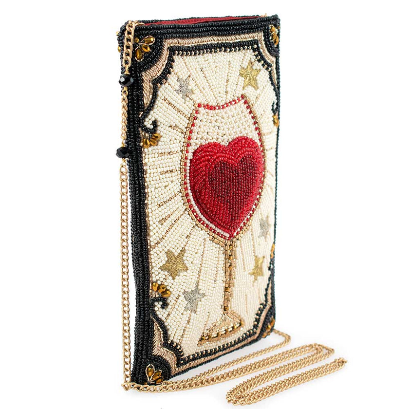 Live, Love & Wine Beaded Wine Glass Crossbody Phone Bag
