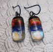 Modern Red Silver Blue Niobium dichroic glass earrings #443
