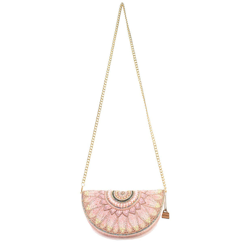 Pink Petals Large Flower Beaded Crossbody Handbag