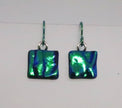 Emerald Green  Niobium Fused Dichroic Glass Earrings #444