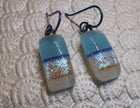 White Aqua Niobium dichroic glass earrings #401