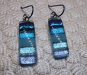Niobium Teal Ombre dangle dichroic glass Earrings #408