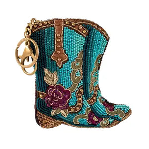 Kickin' Around Beaded Cowboy Boots Coin Purse Key Fob