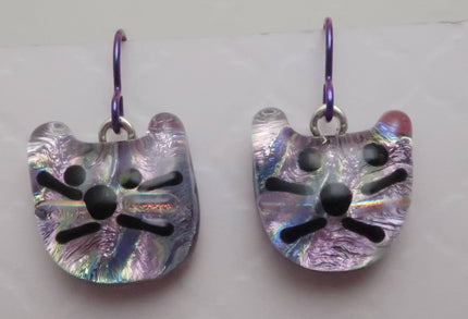 Plum Dichroic Glass Hypo-allergenic Niobium  Dangle Earrings