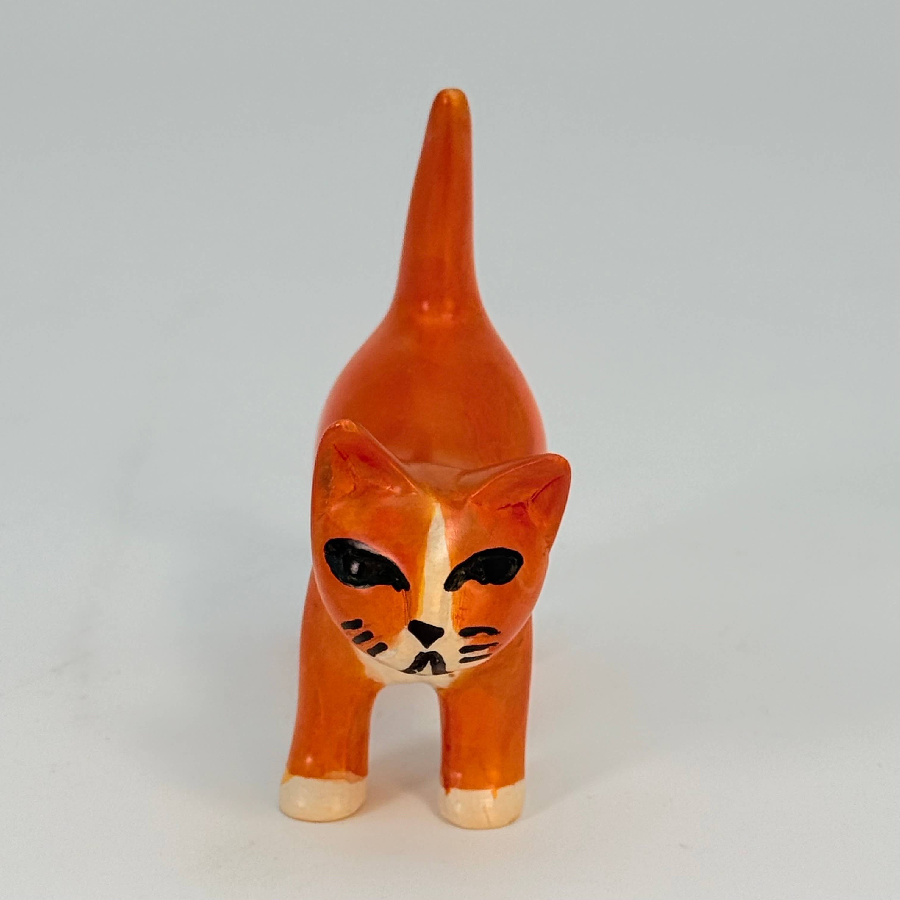 Soapstone Cat, Orange, Detailed, 4