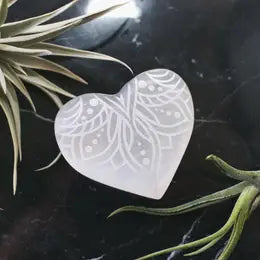 Selenite Engraved Palm Stones