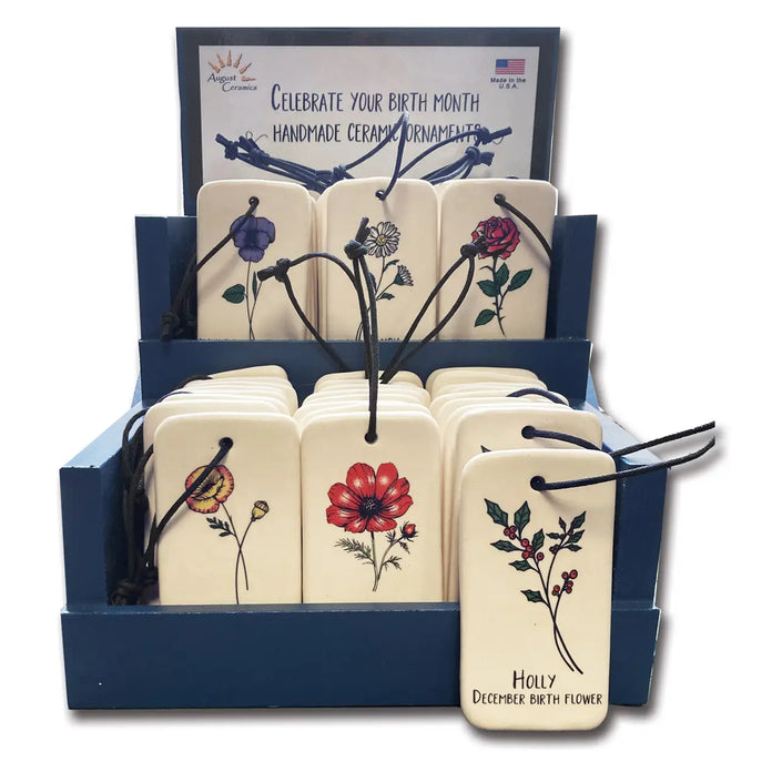 Birth Flower Ornaments by August Ceramics