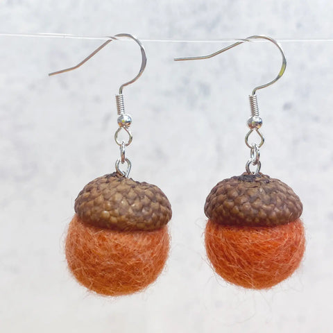 Felt Acorn Earrings by Oakwind Hollow